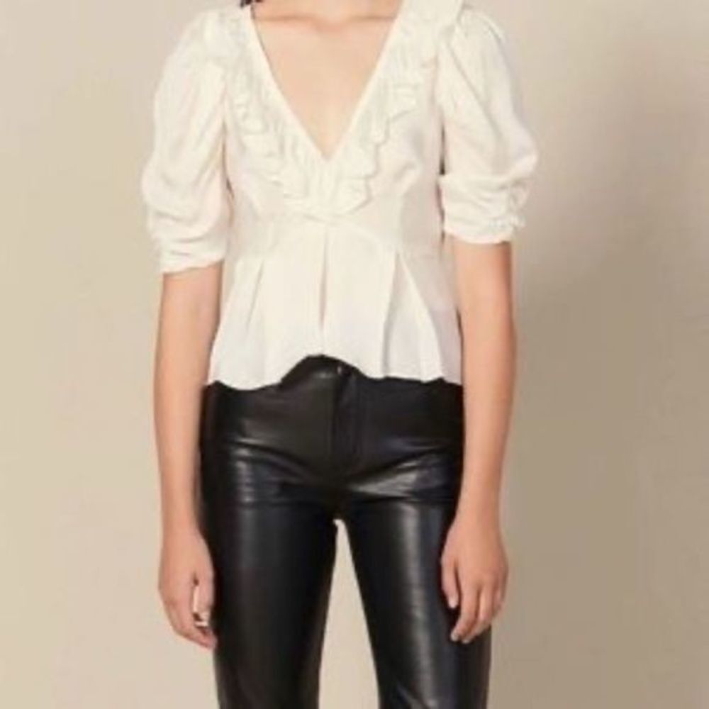 SANDRO Peplum Satin Top Size 8 - Picture 7 of 13